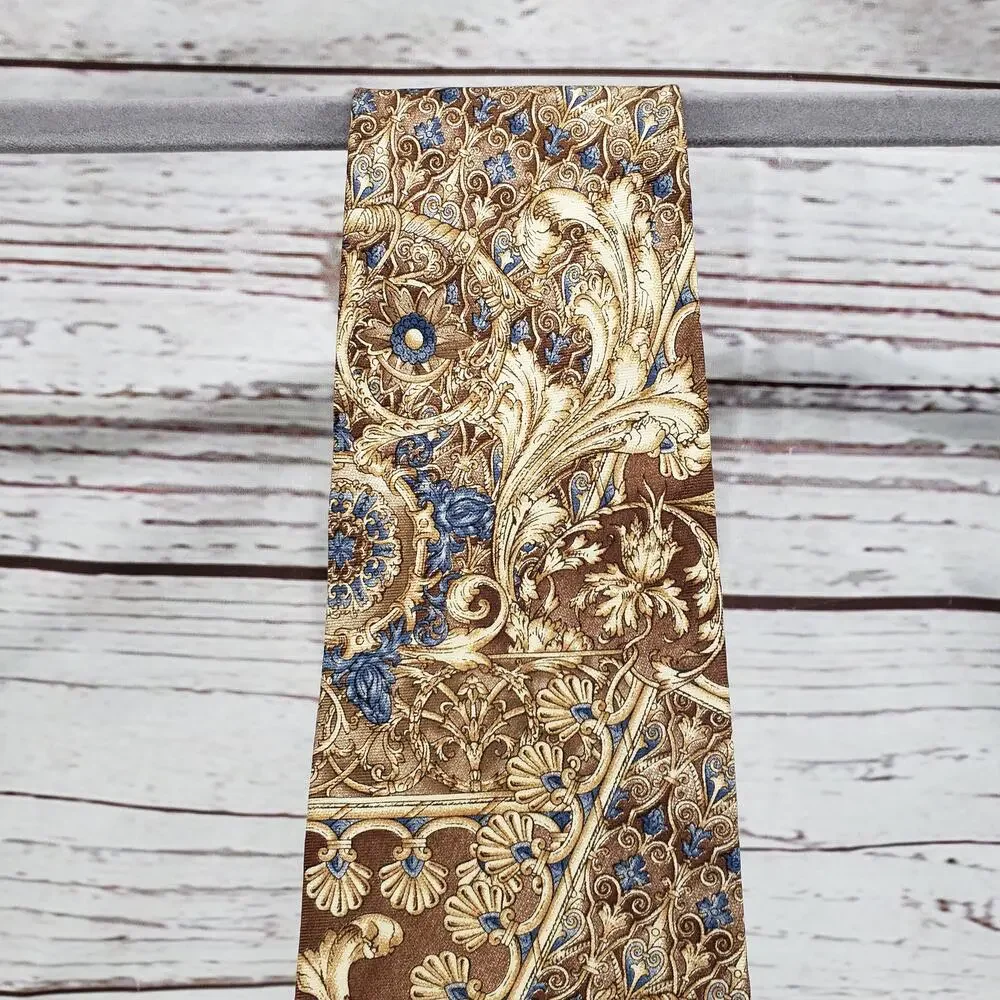 Bill Blass Men's All Silk Brown Blue Paisley Tie